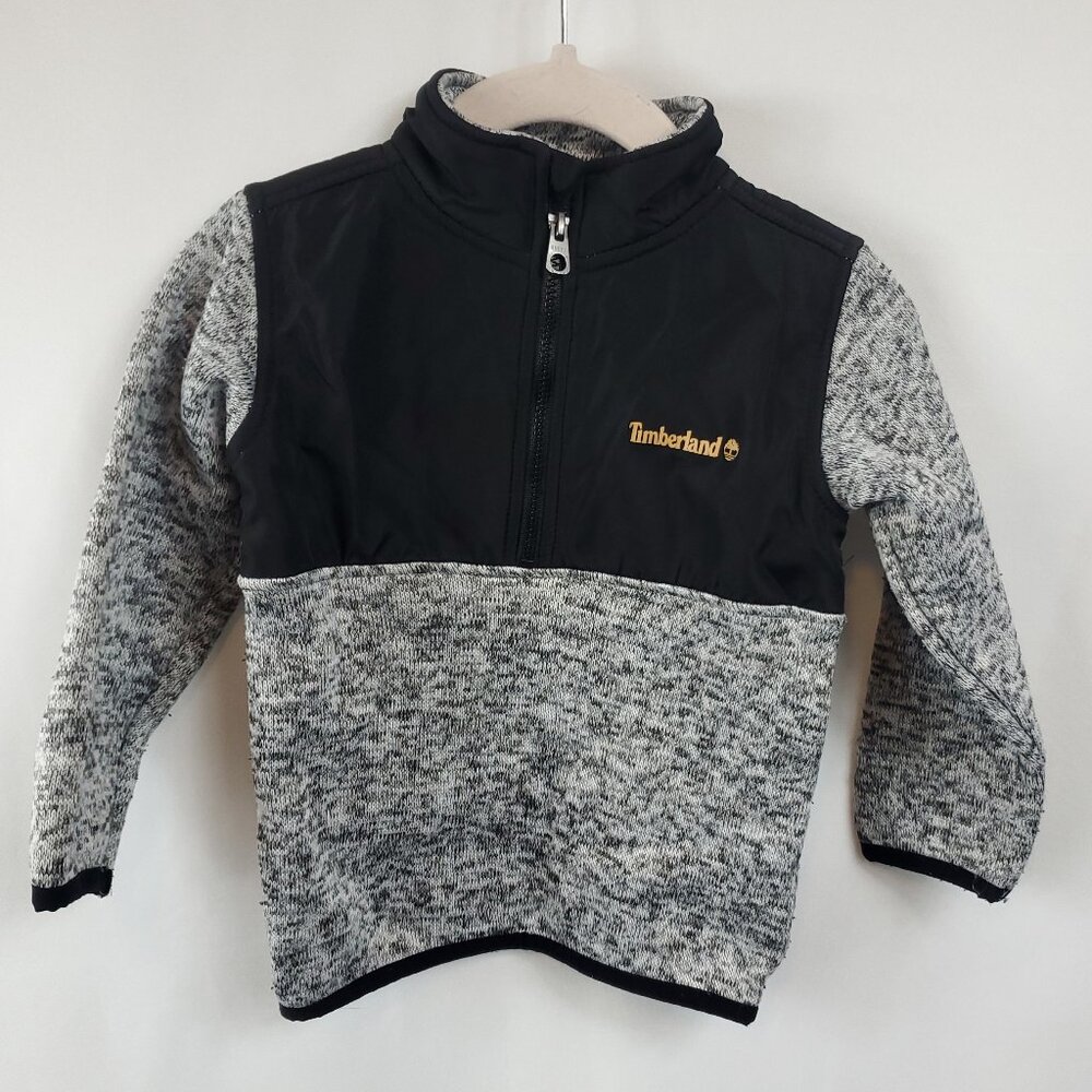 Timberland Boys Black Grey Pullover 1/3 Zip Sz 24mnths Collared Jacket
